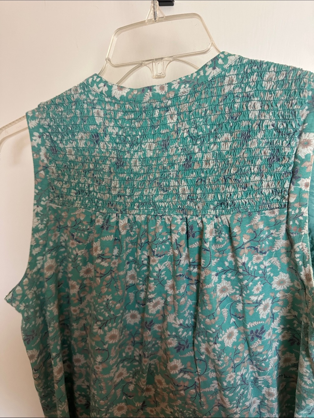 Lucky Brand Teal Green Floral Smocked Tank - Picture 5 of 5
